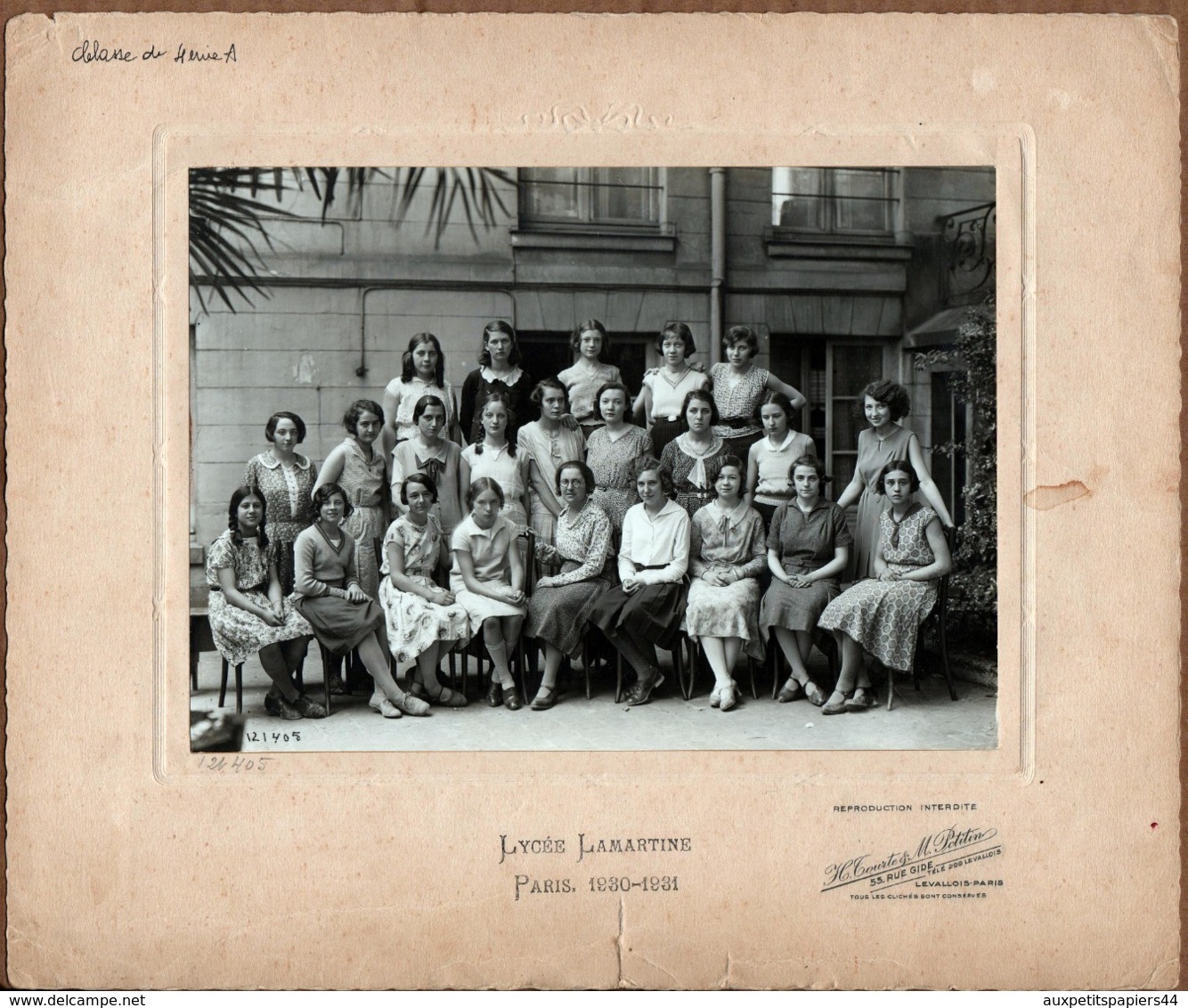 Grande Photo Originale Scolaire Lycée Lamartine à Paris - Classe De 4 ème A En 1930-1931 - Photo H. Tourte & Petitin - Personnes Identifiées