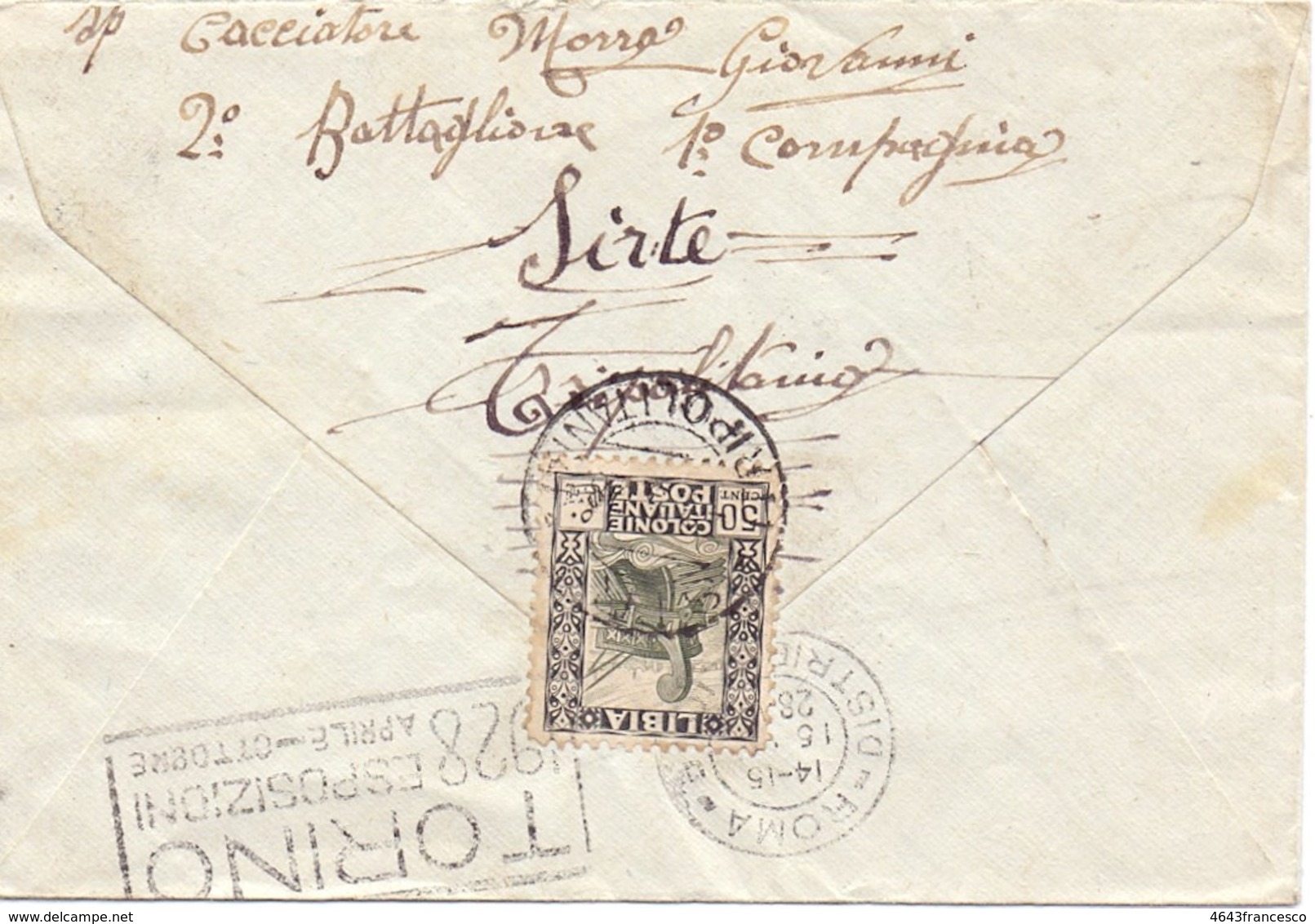 1928 Da SIRT Tripolitania Per ROMA- Vinc - Storia Postale