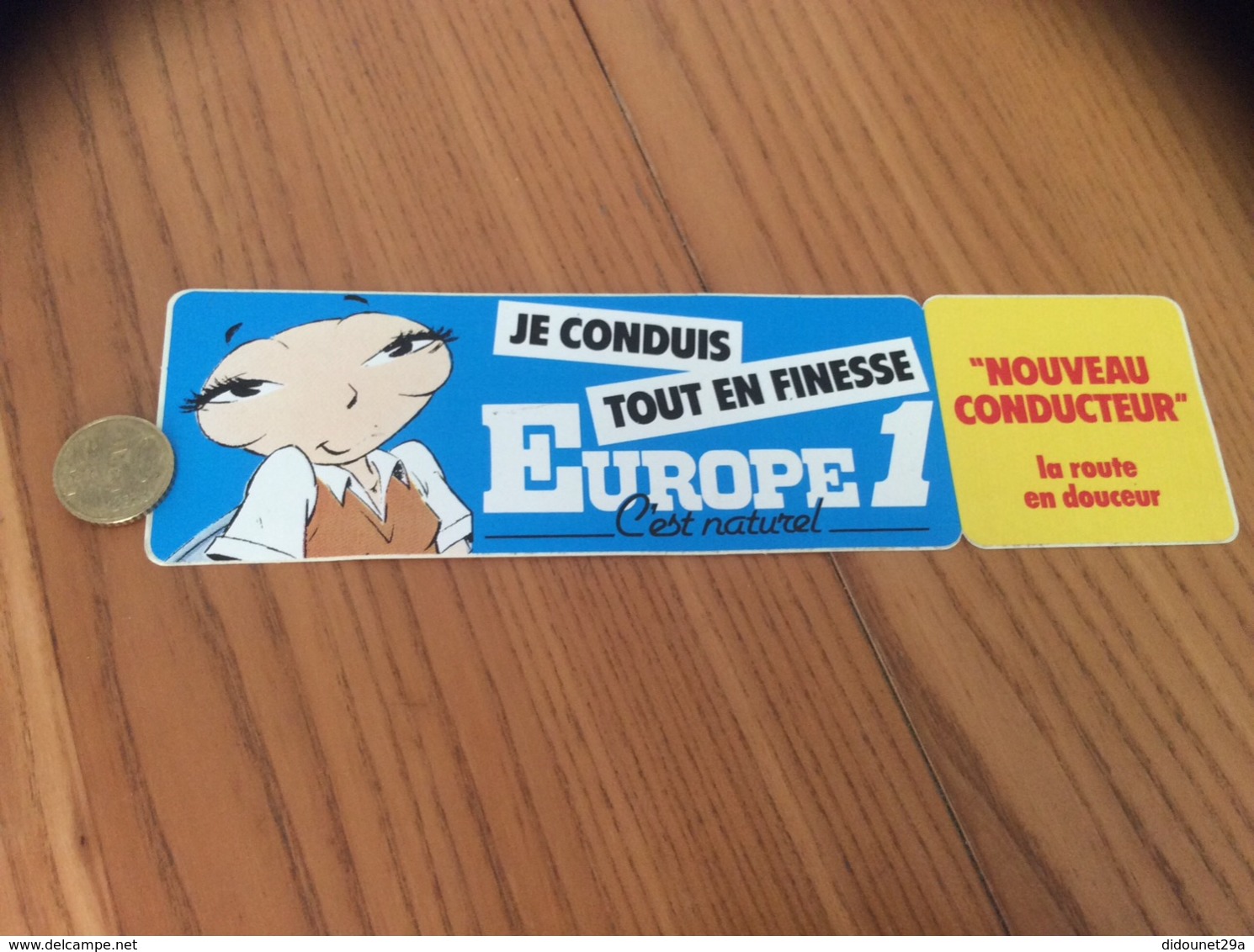 AUTOCOLLANT, Sticker «EUROPE 1 - JE CONDUIS TOUT EN FINESSE» (radio, Guêpe) - Stickers