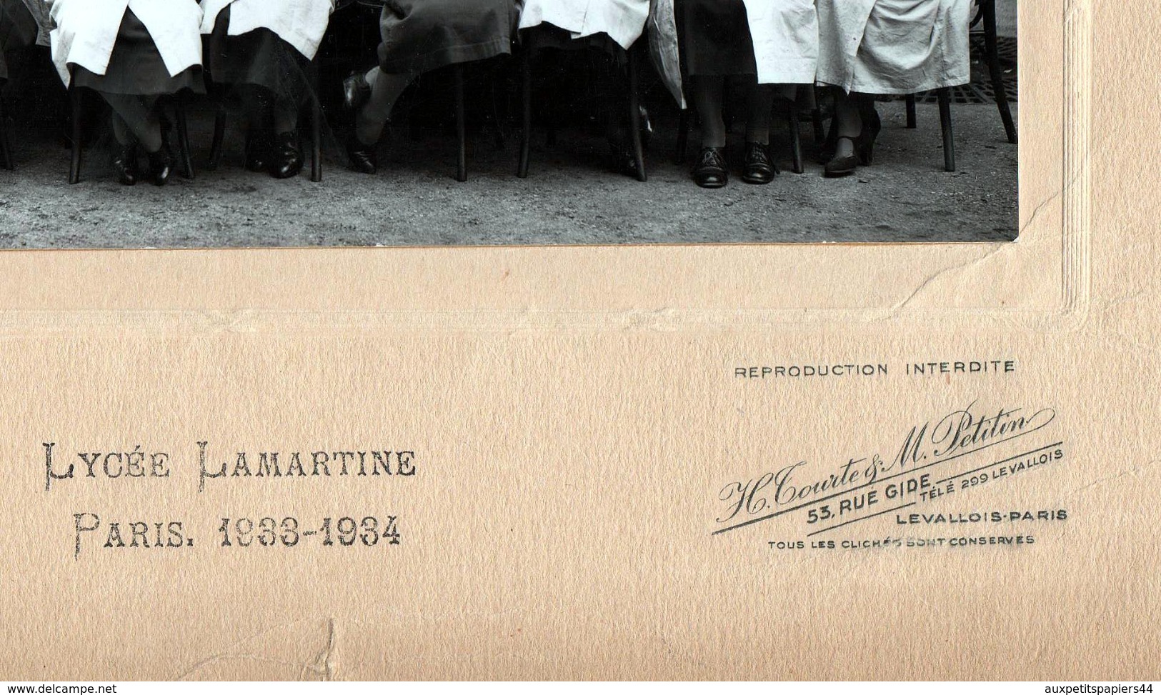 Grande Photo Originale Scolaire Lycée Lamartine à Paris, Classe De Première AA1 En 1933-1934 - Photo H. Tourte & Petitin - Personnes Identifiées