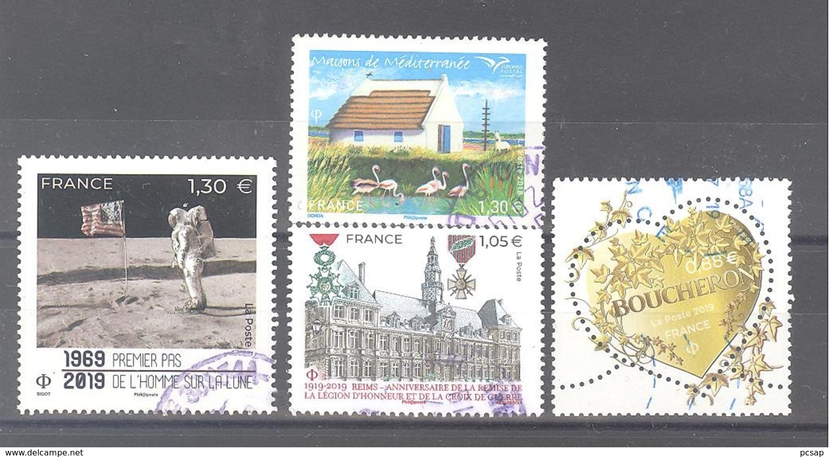 France Oblitérés : Premier Pas De L'homme Sur La Lune - Reims - Coeur De Boucheron 0,88 & N°5246 (cachet Rond) - Used Stamps