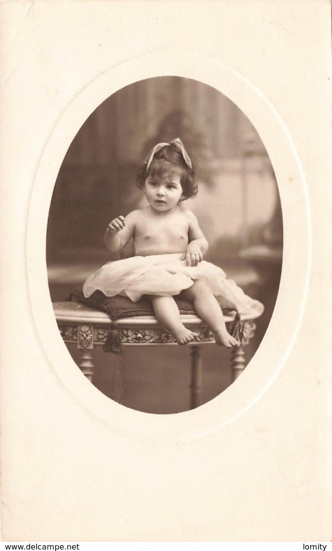Bébé Enfant Cpa Carte Photo Photographie Giselle Guerif Fille Fillette Agée De 15 Mois - Bébés