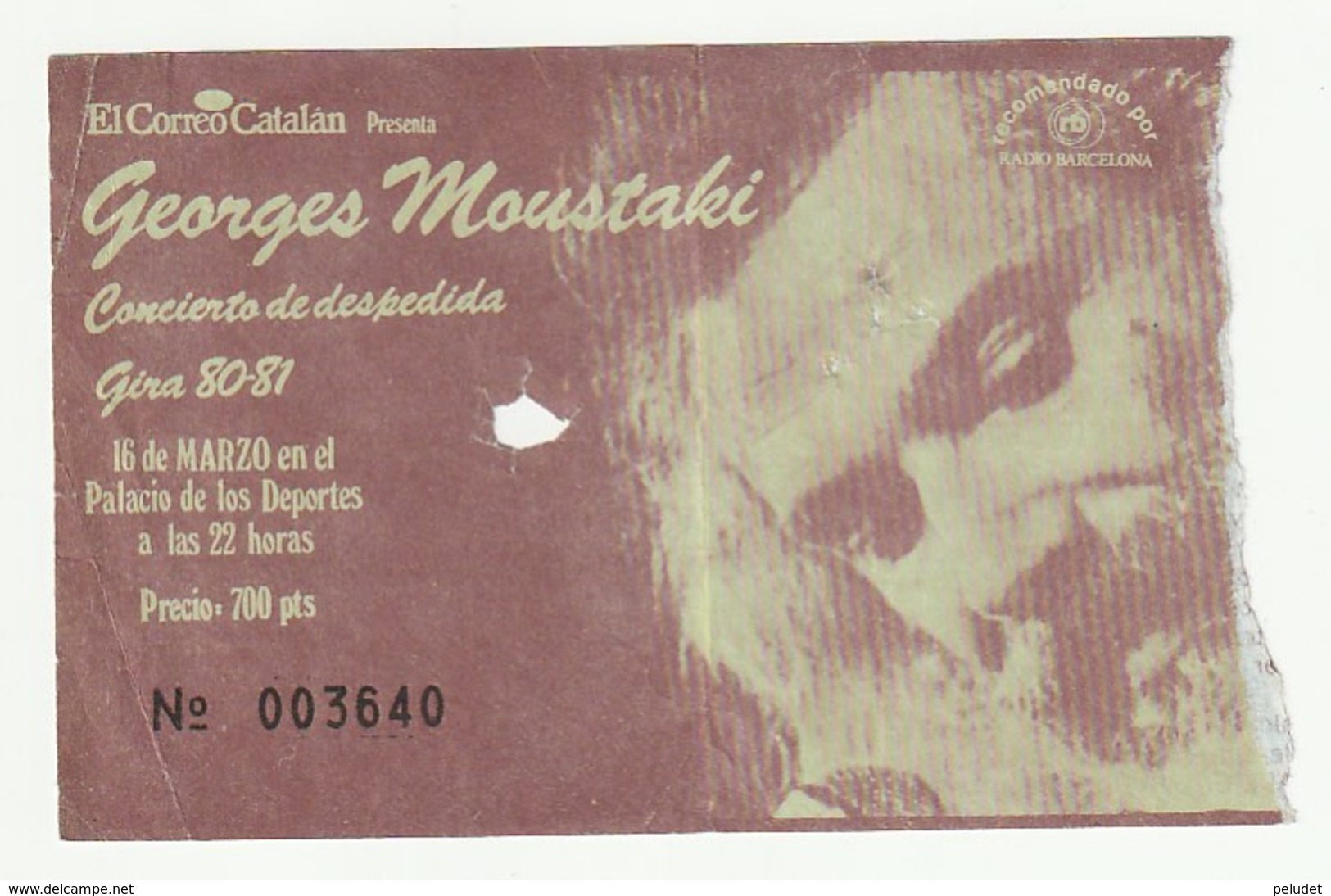 TICKET - ENTRADA / GEORGES MUSTAKI - GIRA 80-81 - BARCELONA - Tickets - Entradas