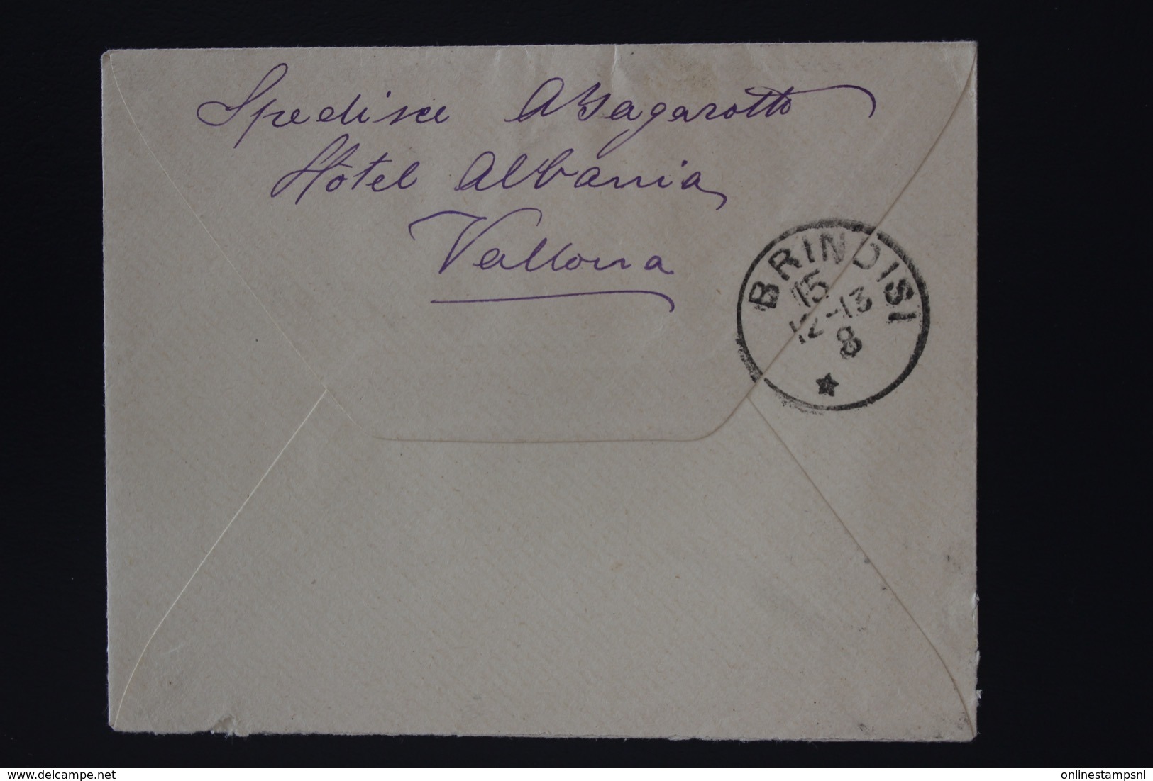 Italy Valona Express  Cover Sa 4 Levante 2 On Letter  RRR 1913 To Brindisi - European And Asian Offices