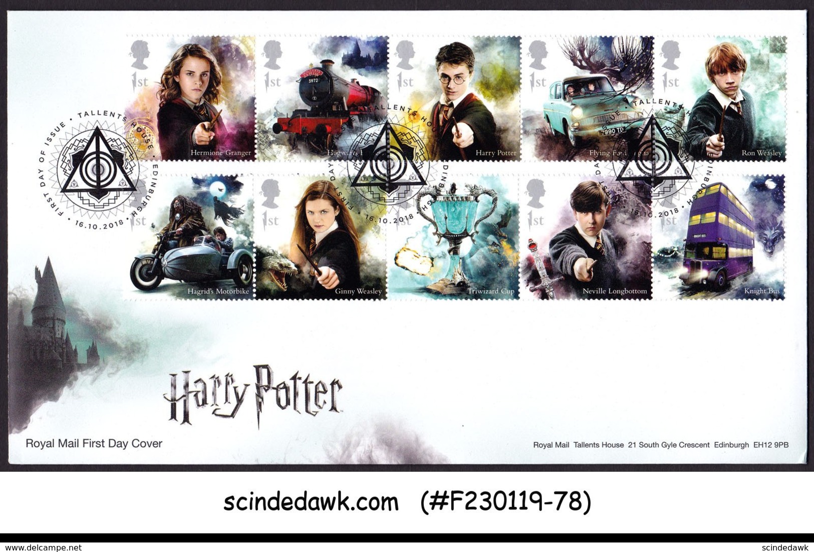 GREAT BRITAIN - 2018 HARRY POTTER / MOVIE CHARACTERS 10V FDC - 2011-2020 Decimal Issues