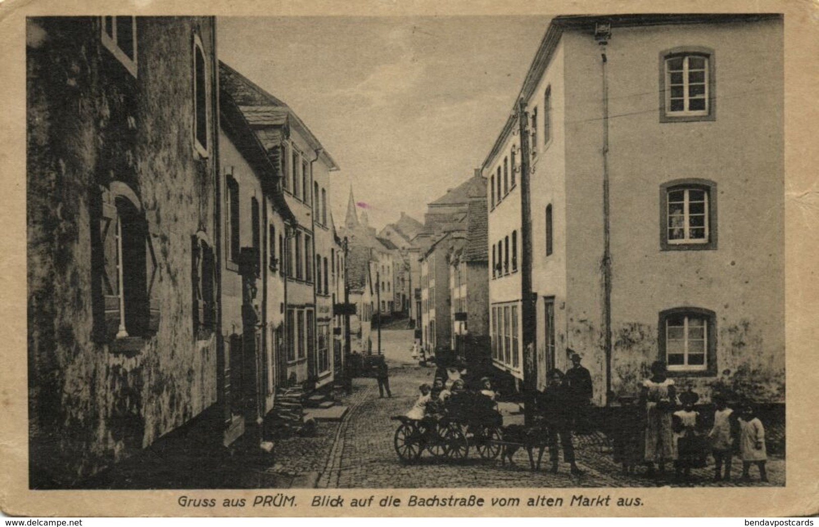 PRÜM, Blick Auf Die Bachstraße, Kinder Auf Einem Hundewagen (1910) AK - Pruem