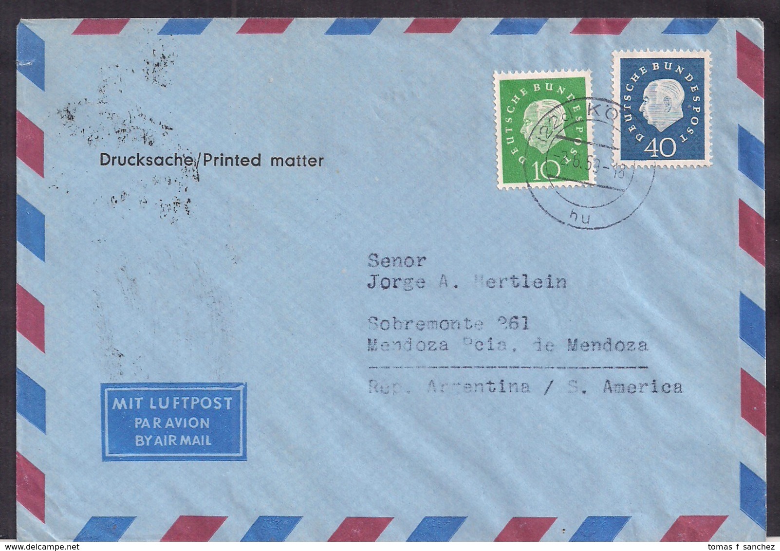 Deustche Bundespost - 1959 - Brief - Argentinien - Lettres & Documents
