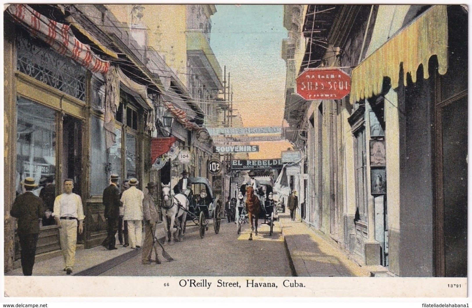 POS-1124 CUBA POSTCARD UNUSED CIRCA 1910 HAVANA O'RELLY TRADE STREET, CALLE DE COMERCIO HABANA. - Cuba