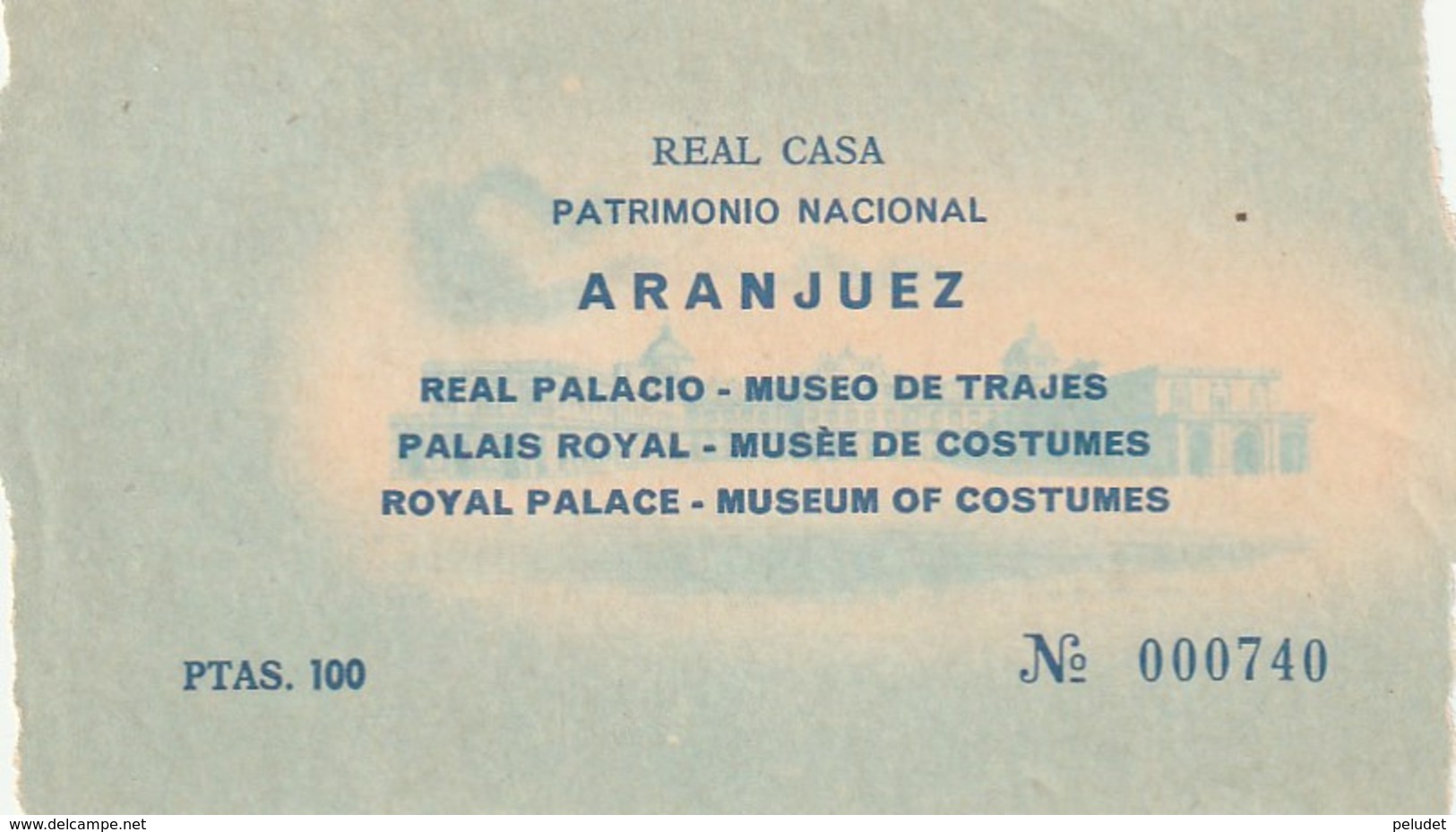 TICKET - ENTRADA / REAL CASA PATRIMONIO NCACIONAL ARANJUEZ - REAL PALACIO ... Año ? 198¿? - Tickets - Entradas