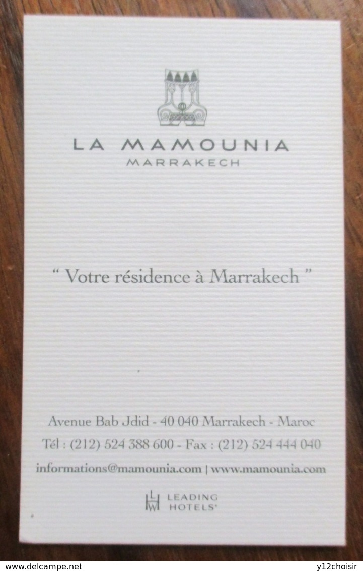 CARTE VISITE GRAND HOTEL DE LUXE LA MAMOUNIA MARRAKECH MAROC - Visitekaartjes