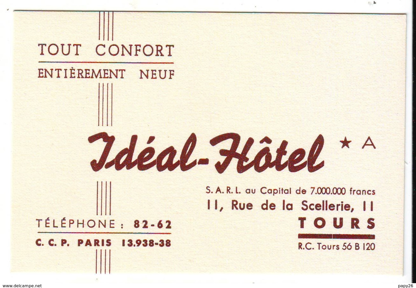 Cdv  Ideal Hotel  Tours 37 - Cartes De Visite