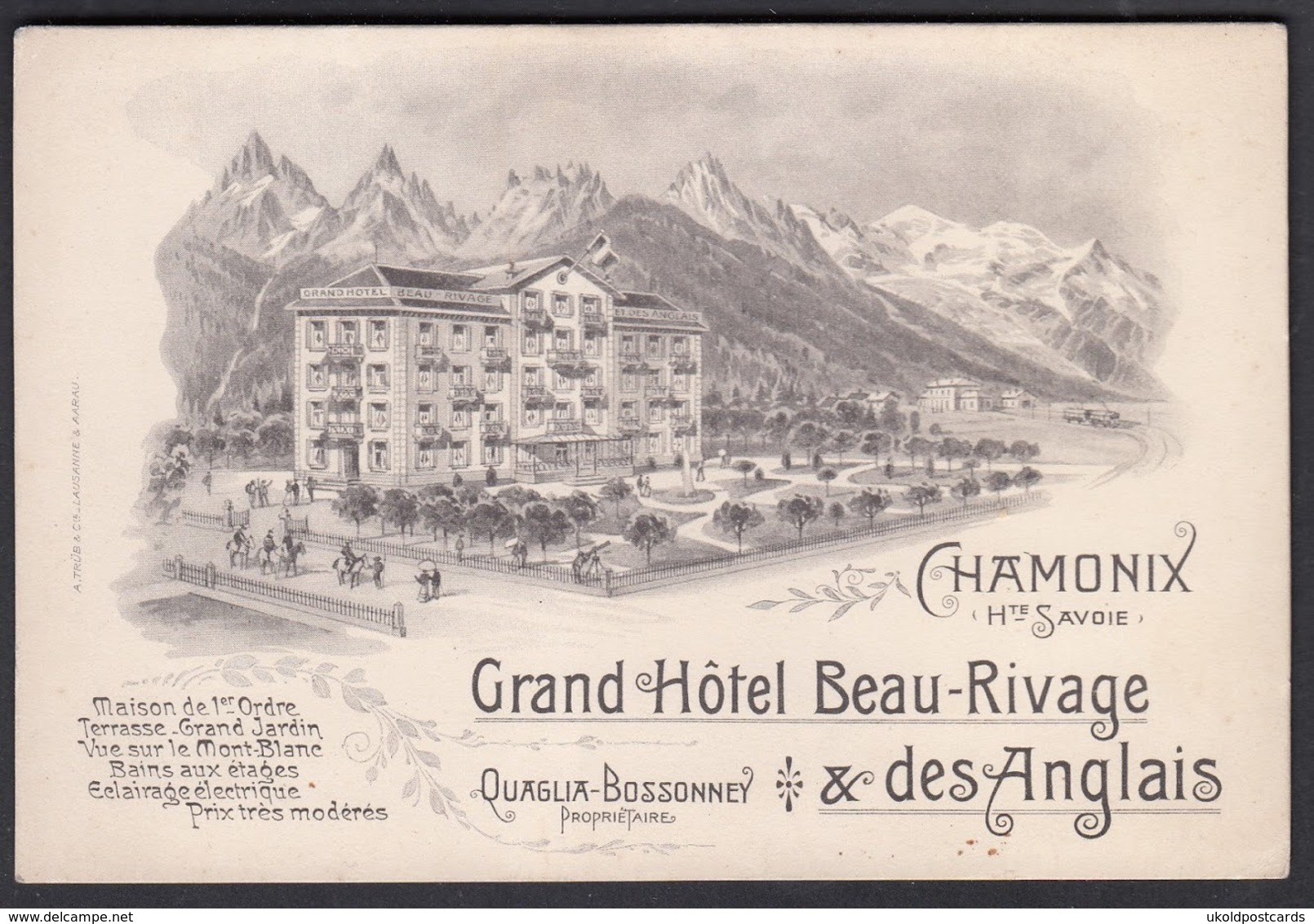 CPA 74 - CHAMONIX, Grand Hotel Beau-Rivage & Des Anglais - Carton Publicitaire De L'hôtel - 140 Mm X 95 Mm - Chamonix-Mont-Blanc