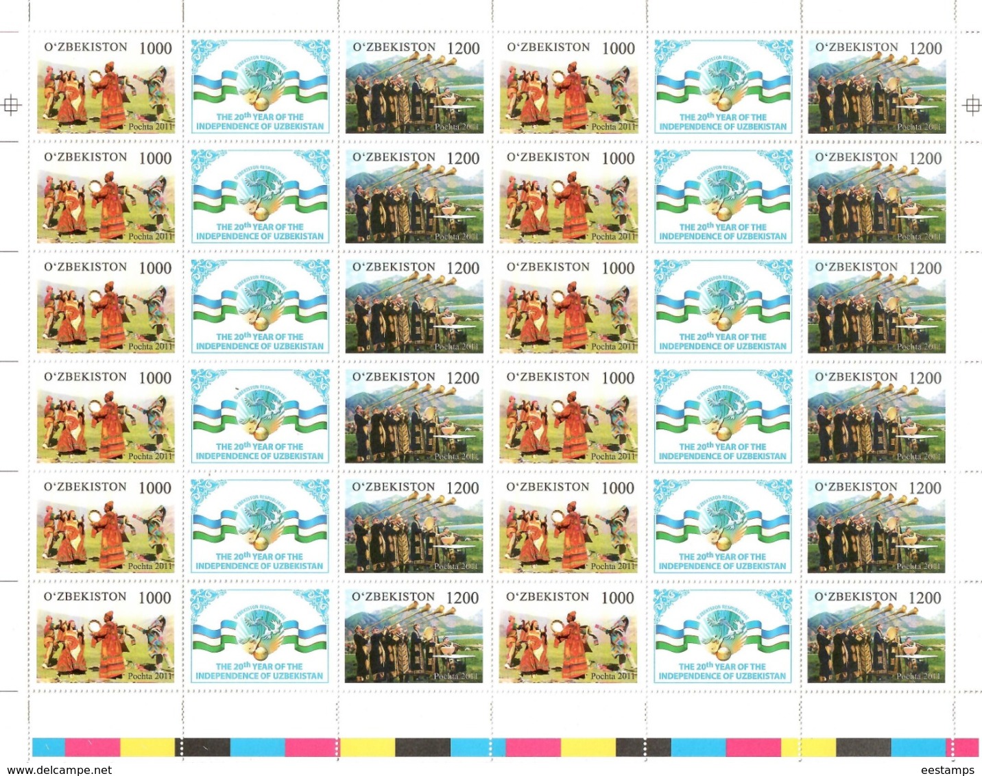 Uzbekistan 2011.Independence -20y.(Auto,Architecture,Music,Trains ,Sport ,Birds) 26 M/S Of 12 Strips Michel #  937-88 Bg - Oezbekistan