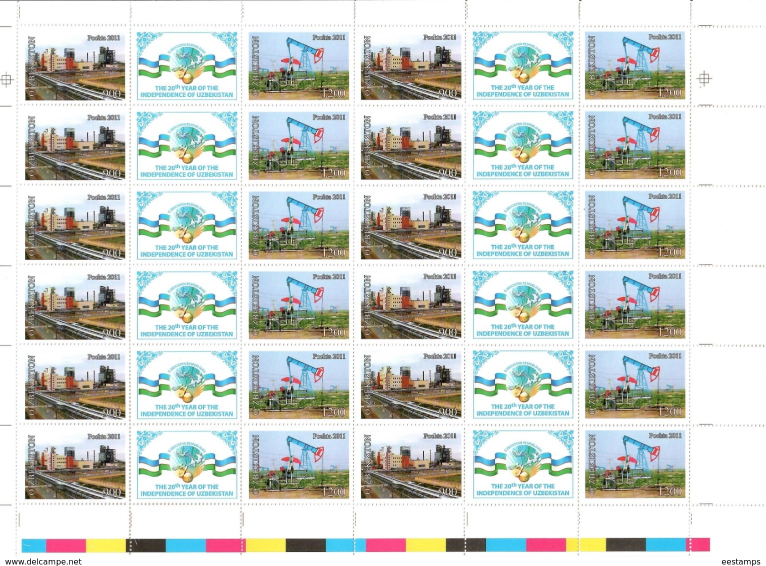 Uzbekistan 2011.Independence -20y.(Auto,Architecture,Music,Trains ,Sport ,Birds) 26 M/S of 12 strips Michel #  937-88 Bg