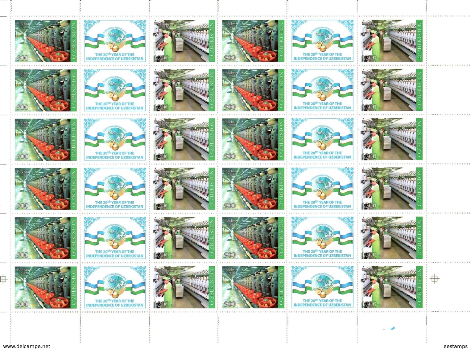 Uzbekistan 2011.Independence -20y.(Auto,Architecture,Music,Trains ,Sport ,Birds) 26 M/S of 12 strips Michel #  937-88 Bg