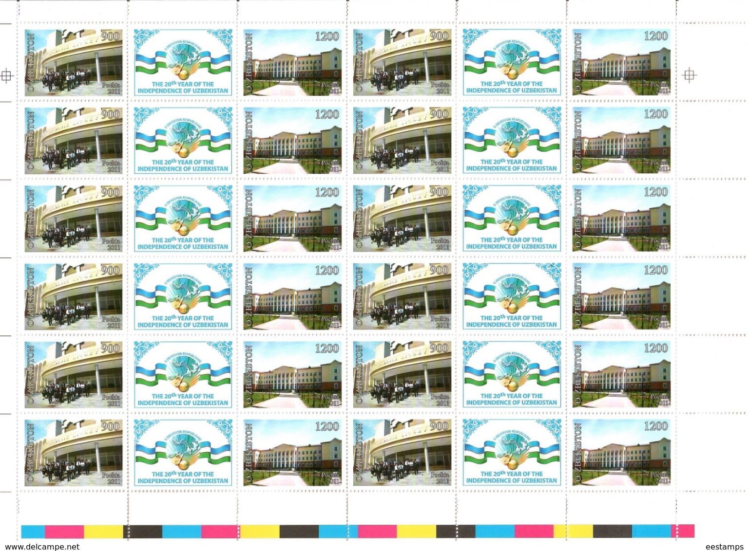Uzbekistan 2011.Independence -20y.(Auto,Architecture,Music,Trains ,Sport ,Birds) 26 M/S of 12 strips Michel #  937-88 Bg