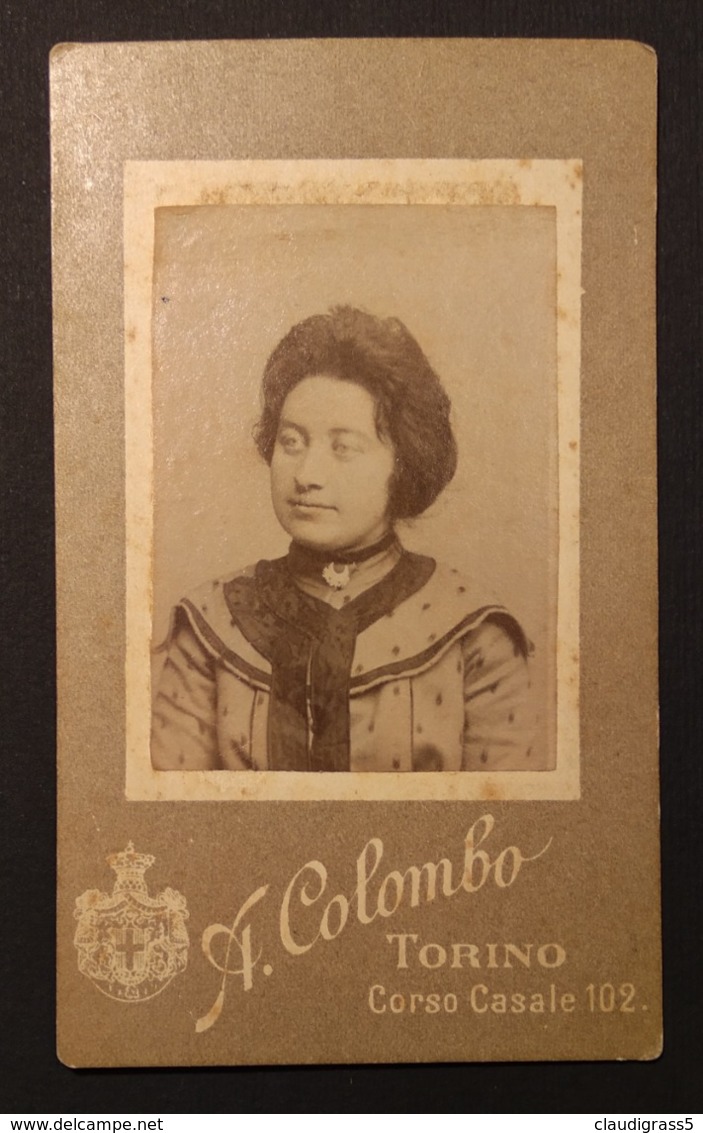 0723 "RITRATTO FEMMINILE A 1/2 BUSTO, FINE DEL XIX SECOLO - A. COLOMBO - TORINO" FOTOGRAFIA ORIGINALE - Persone Anonimi