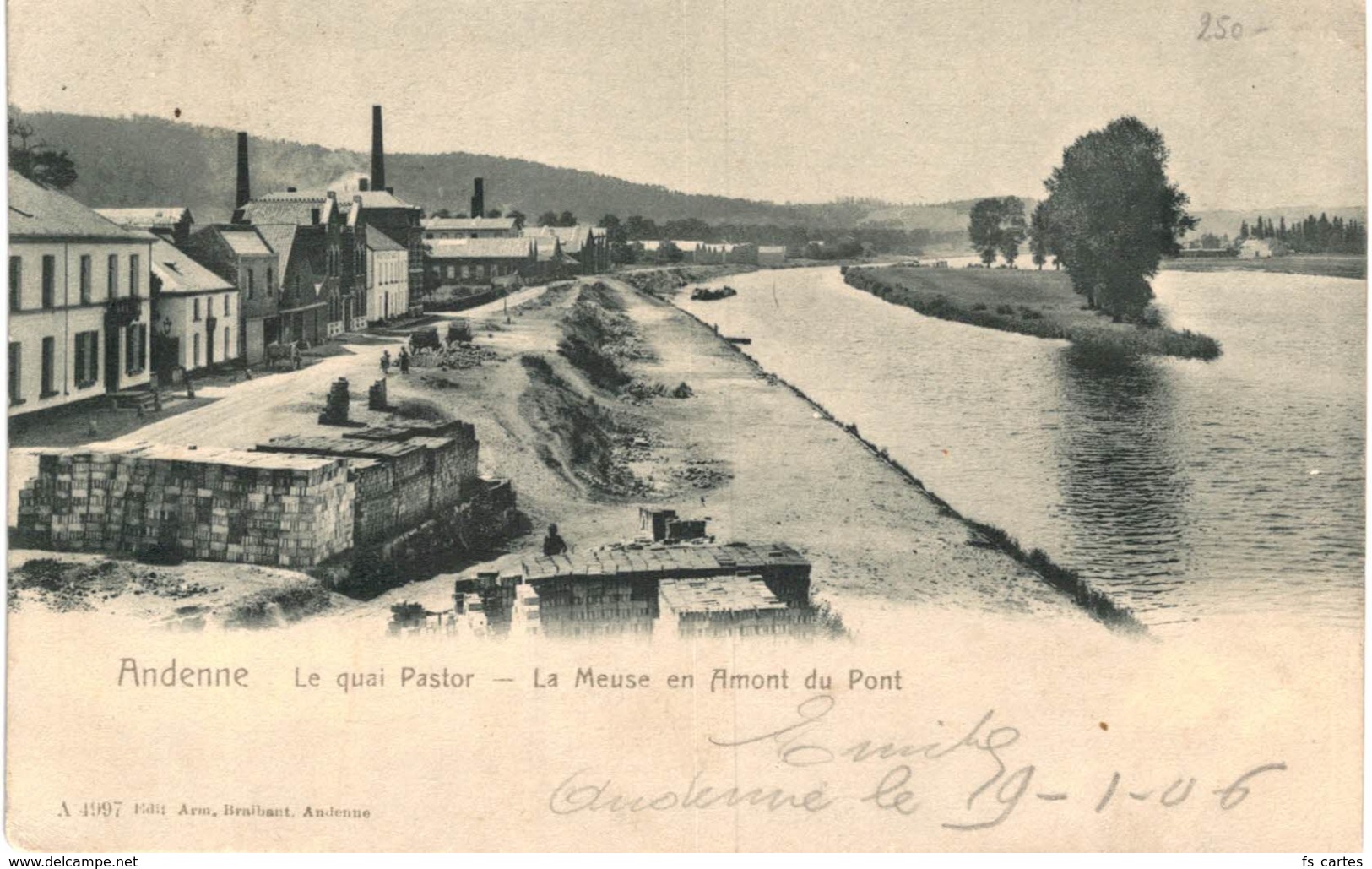 (95) Andenne   Le Quai Pastor  La Meuse En Amont Du Pont - Andenne