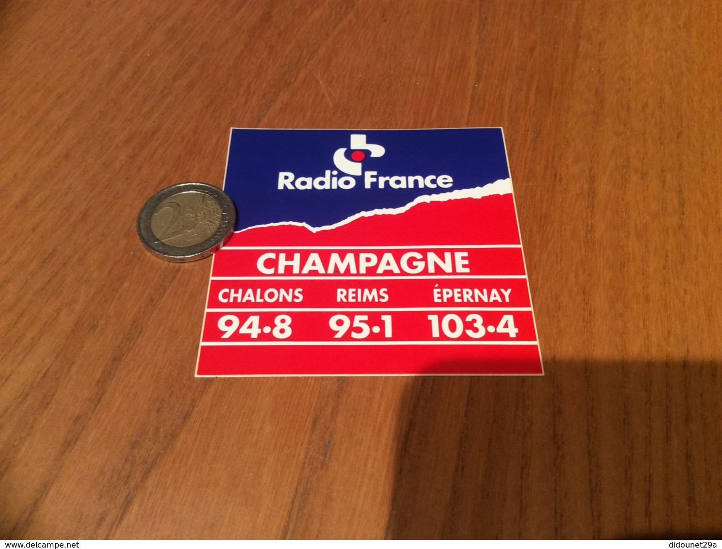 AUTOCOLLANT, Sticker «Radio France CHAMPAGNE - CHALONS 94.8 - REIMS 95.1 - ÉPERNAY 103.4 » - Autocollants