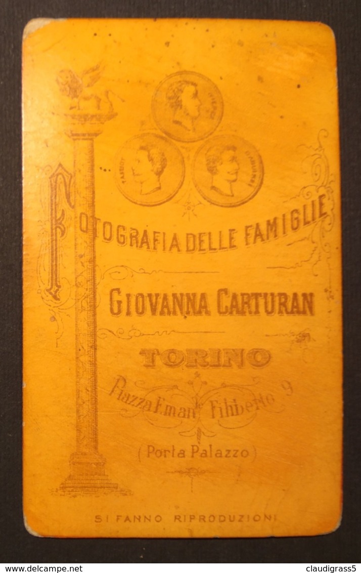 0724 "RITRATTO FEMMINILE A FIGURA INTERA, FINE DEL XIX SECOLO - GIOVANNA CARTURAN - TORINO" FOTOGRAFIA ORIGINALE - Persone Anonimi