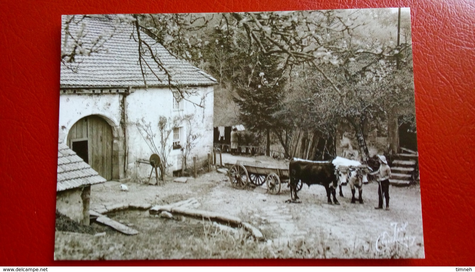 CPM. N°93. Joël COUCHOURON - LES Vosges - DEVANT LA FERME - ATTELAGE CHARIOT BOEUF RACE VOSGIENNE - LES VIEUX METIERS - - Lorraine