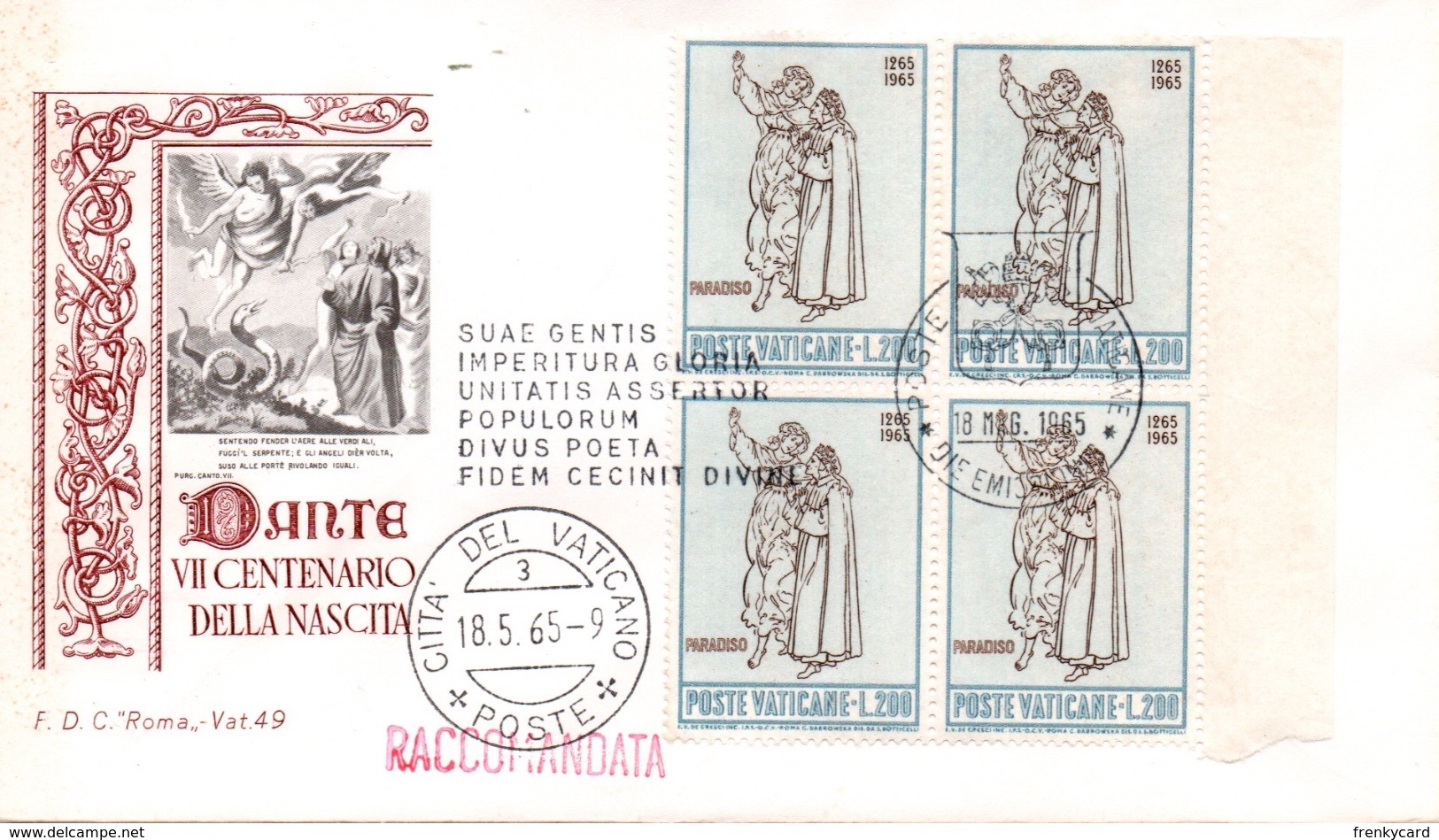 Vaticano Fdc Roma 1965 Vat. 49 - FDC