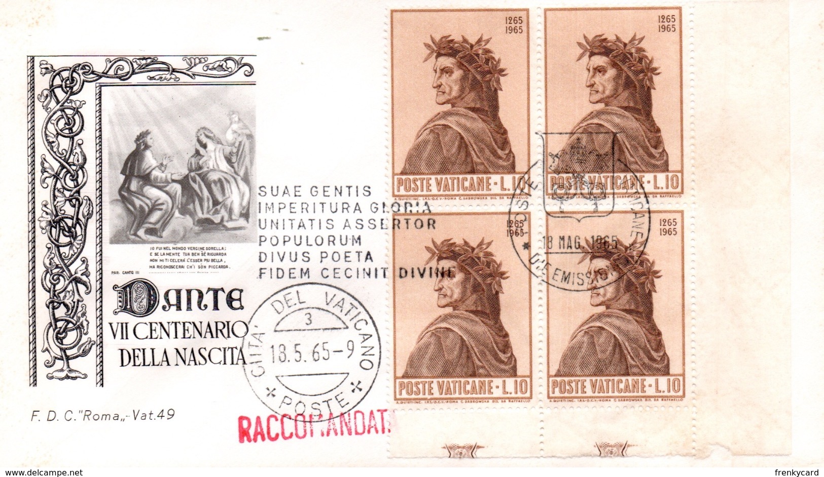 Vaticano Fdc Roma 1965 Vat. 49 - FDC