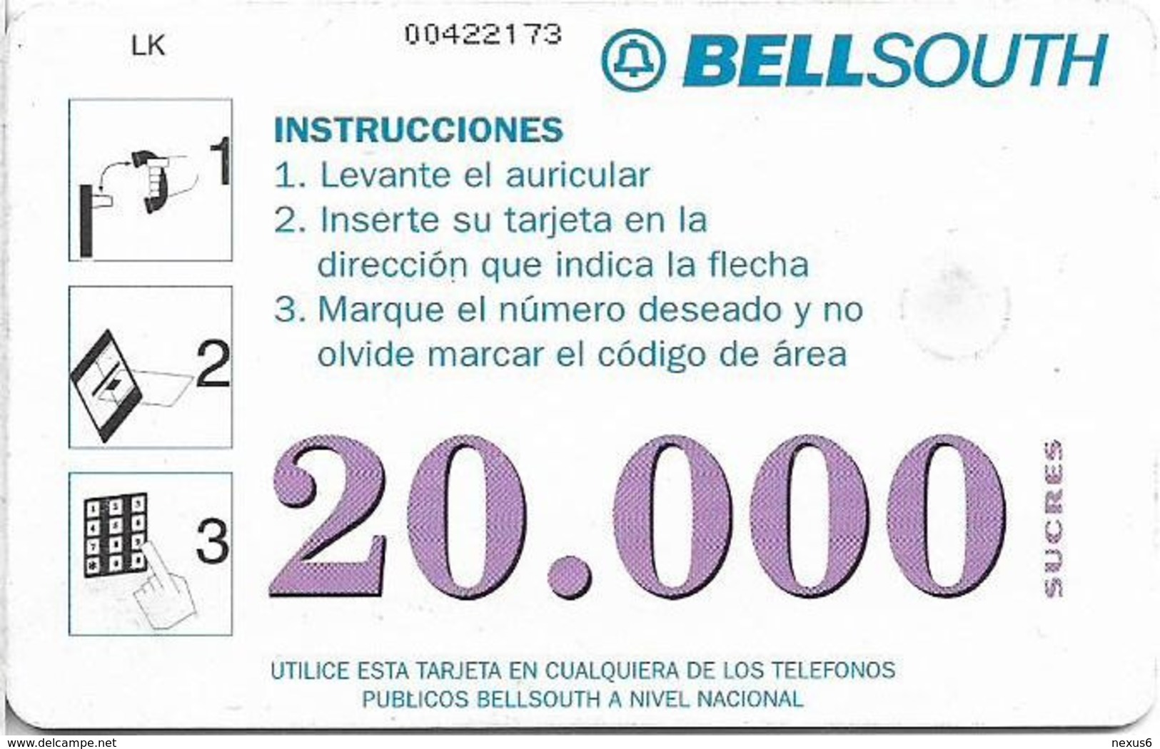 Ecuador - Bell South - Sucumbios, 20.000Sucre, Used - Equateur