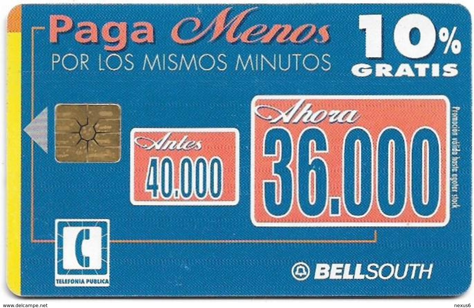 Ecuador - Bell South - Pagá Menos, Discount 10%, 36.000Sucre, Used - Ecuador