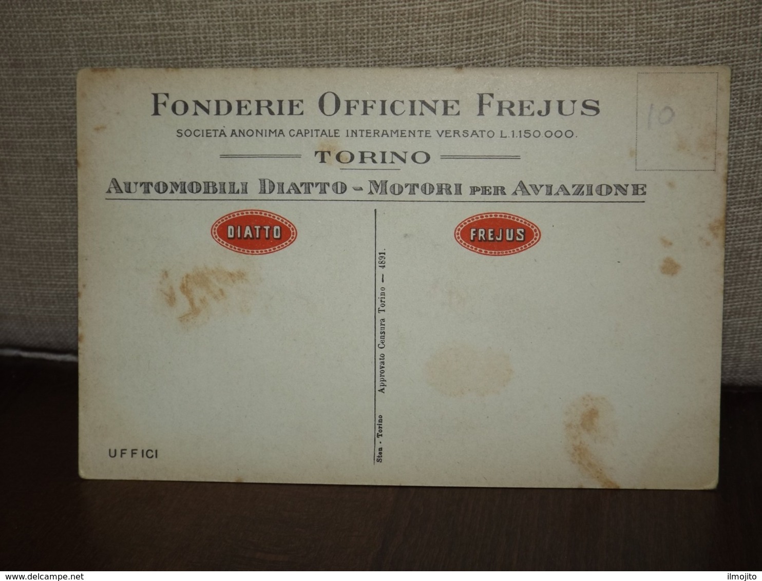 CARTOLINA FONDERIE OFFICINE FREJUS AUTOMOBILI DIATTO MOTORI PER AVIAZIONE FORMATO PICCOLO - Sonstige & Ohne Zuordnung