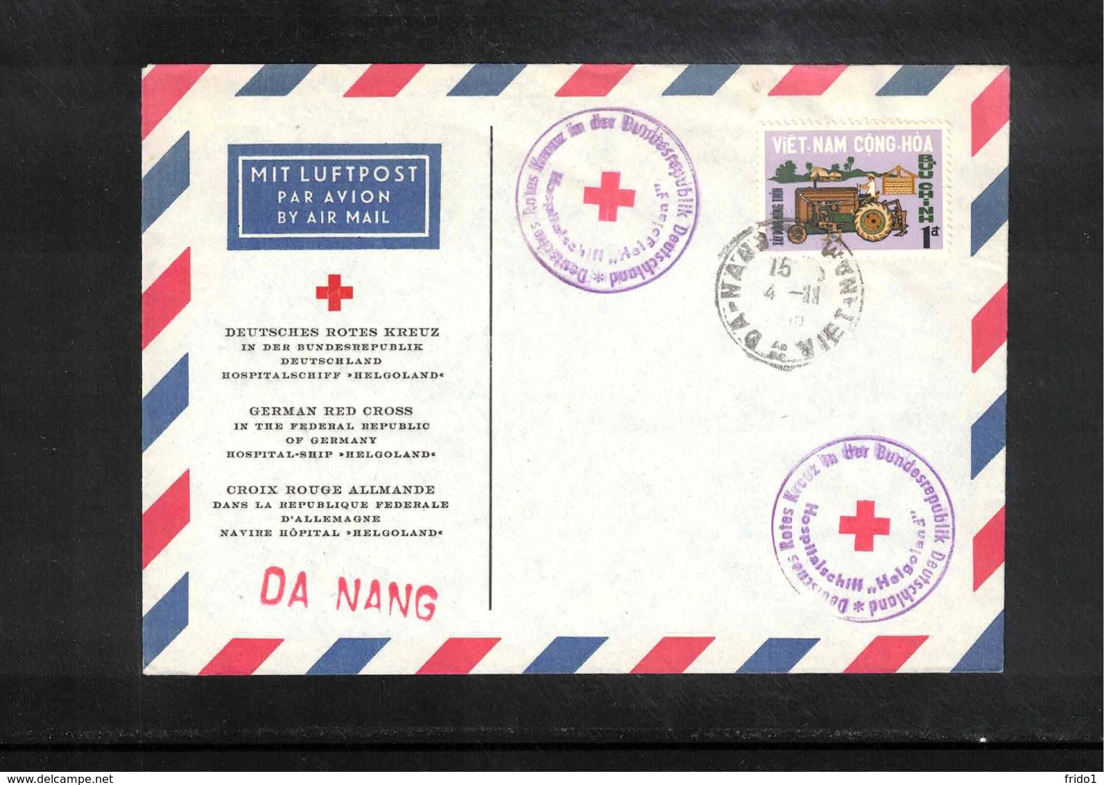 Vietnam Interesting Red Cross Ship Helgoland Letter - Vietnam