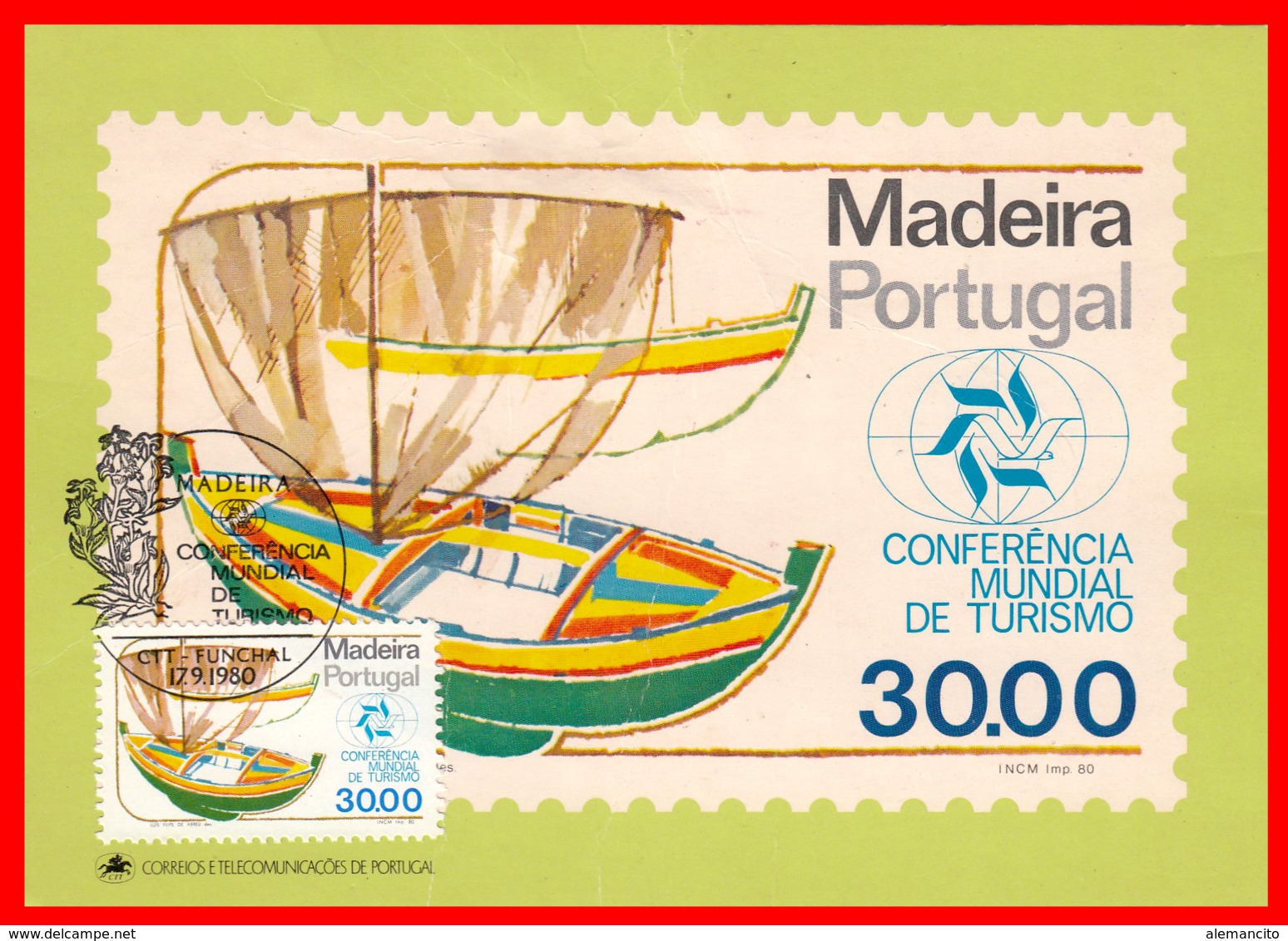 PORTUGAL MADEIRA  CONFERENCIA  POSTCARD~ FDC CONFERENCIA MUNDIAL DE TURISMO, MADEIRA - Enteros Postales