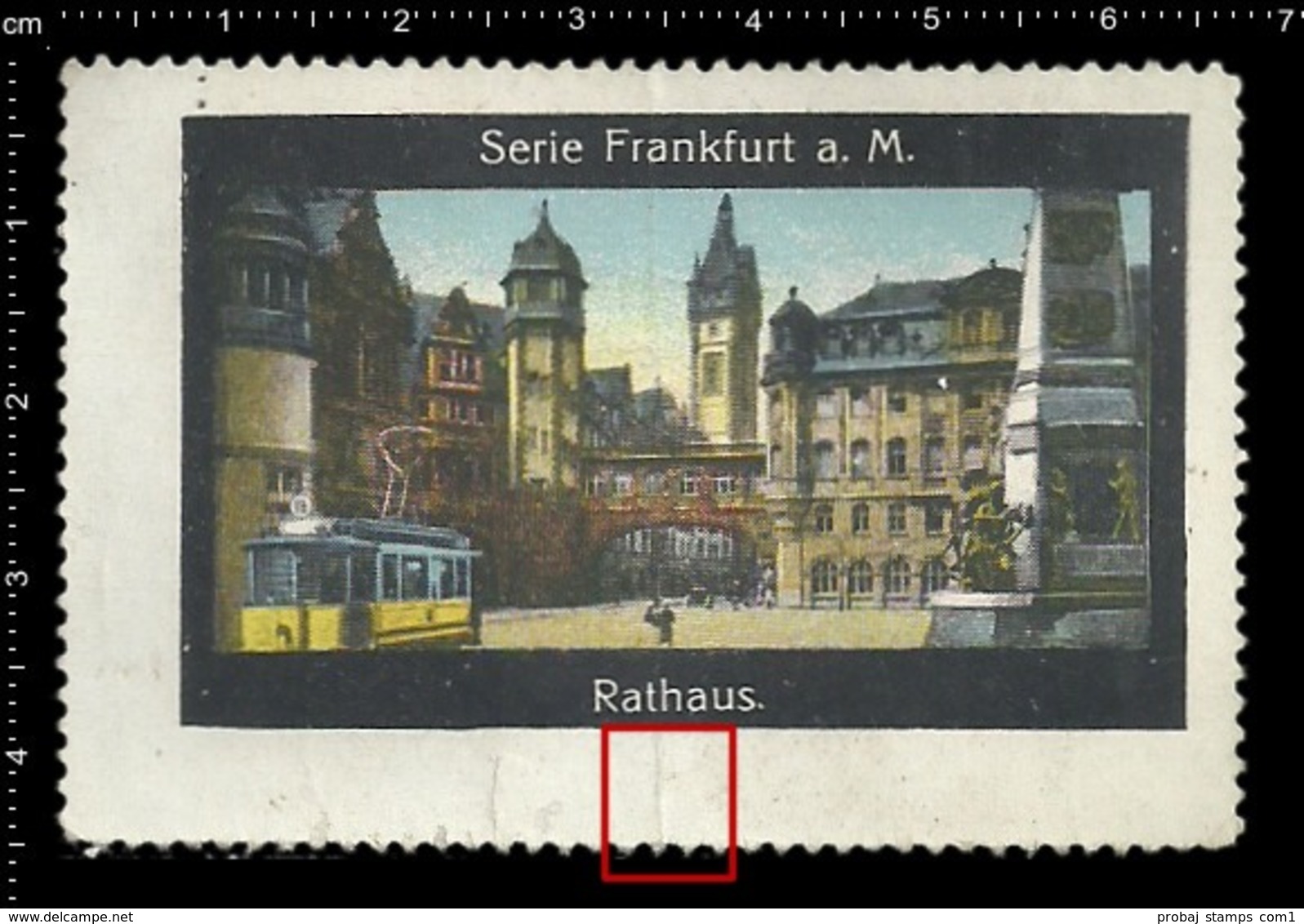 Old Poster Stamp Cinderella Reklamemarke Erinnofili Vignette Rathaus Frankfurt Town Hall Tramway Straßenbahn. - Erinnofilia