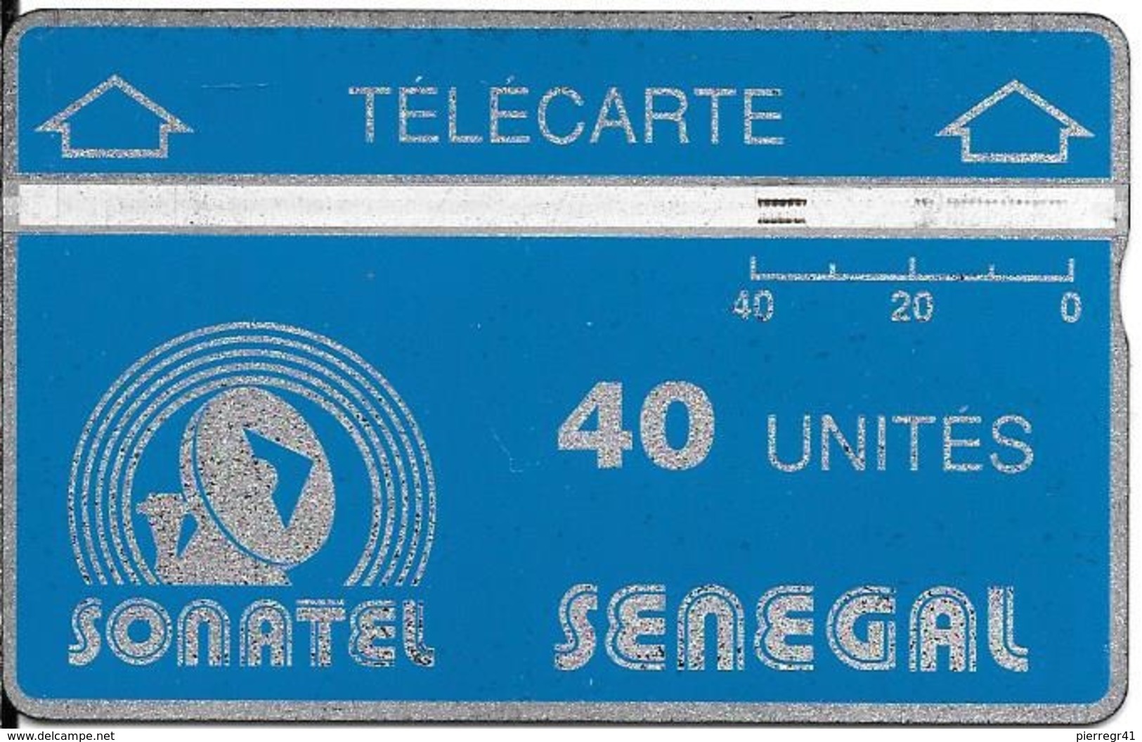 CARTE-HOLOGRAPHIQUE-SENEGAL-40U-SONATEL-V°N° Envers-N°012B00258-R° Bandes Argent/H1mm-B 1mm -UTILISE-TBE - Senegal