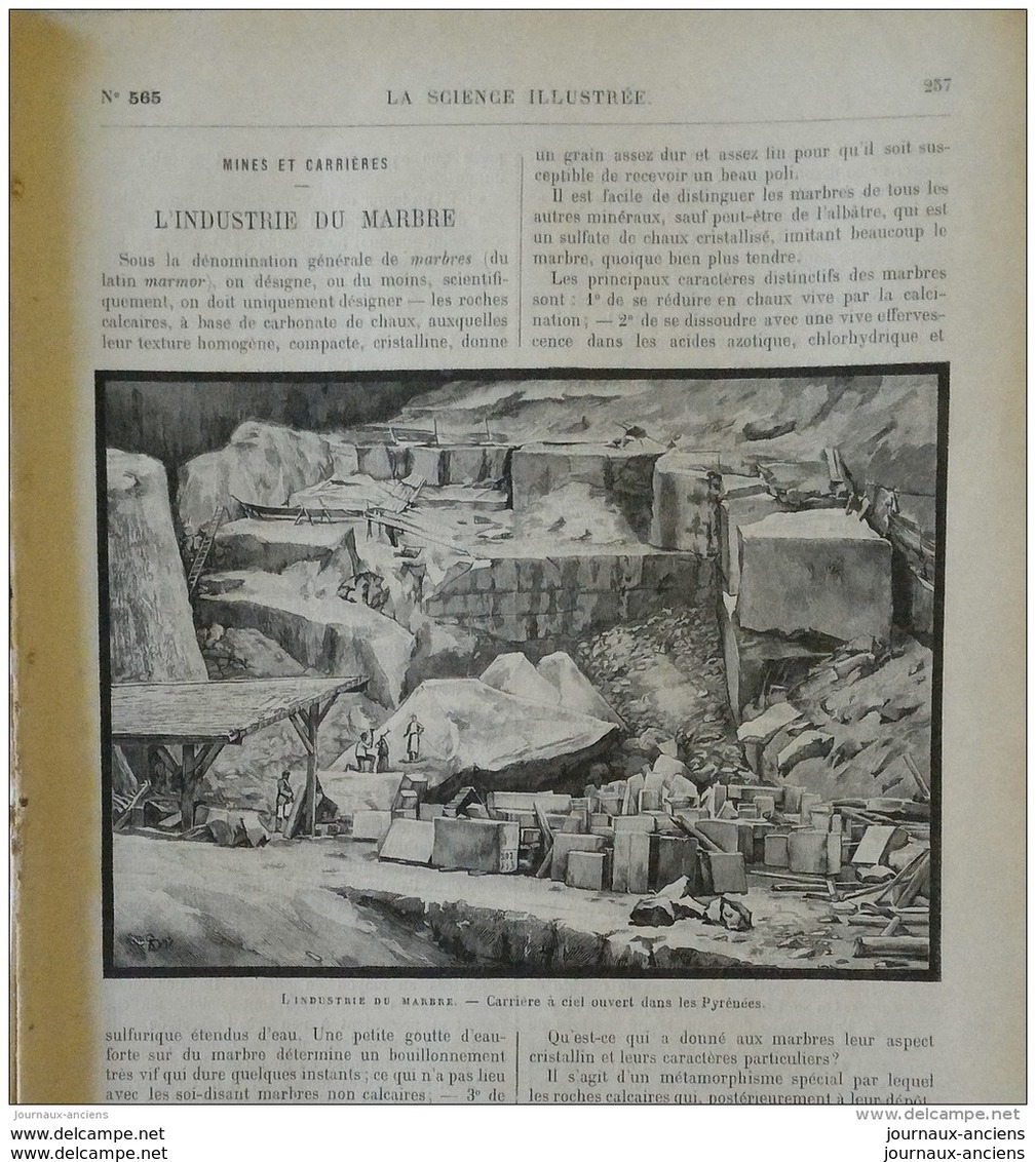 1898 INDUSTRIE DU MARBRE - FABRICATION DES BILLETS DE BANQUE - BRONZE DANS LES ATS PLASTIQUES - MOUVEMENT PHOTOGRAPHIQUE - Revues Anciennes - Avant 1900