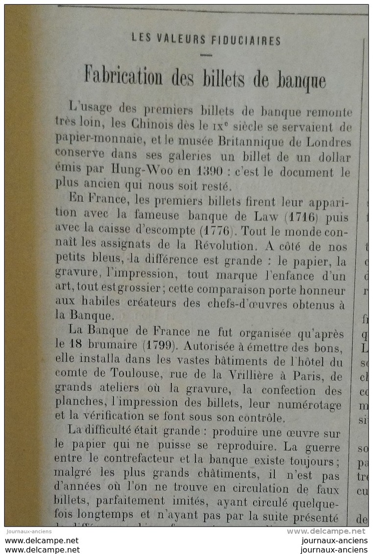 1898 INDUSTRIE DU MARBRE - FABRICATION DES BILLETS DE BANQUE - BRONZE DANS LES ATS PLASTIQUES - MOUVEMENT PHOTOGRAPHIQUE - Revues Anciennes - Avant 1900