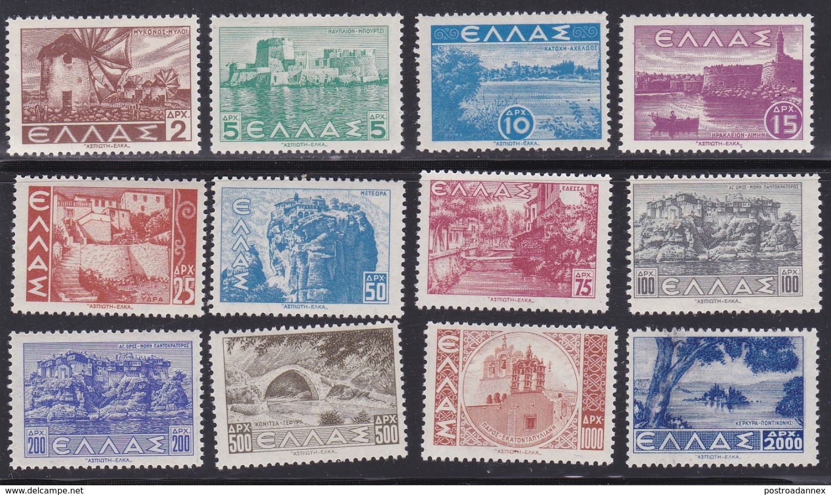 Greece, Scott #437-454, Mint Hinged, Scenes Of Greece, Issued 1942 - Unused Stamps