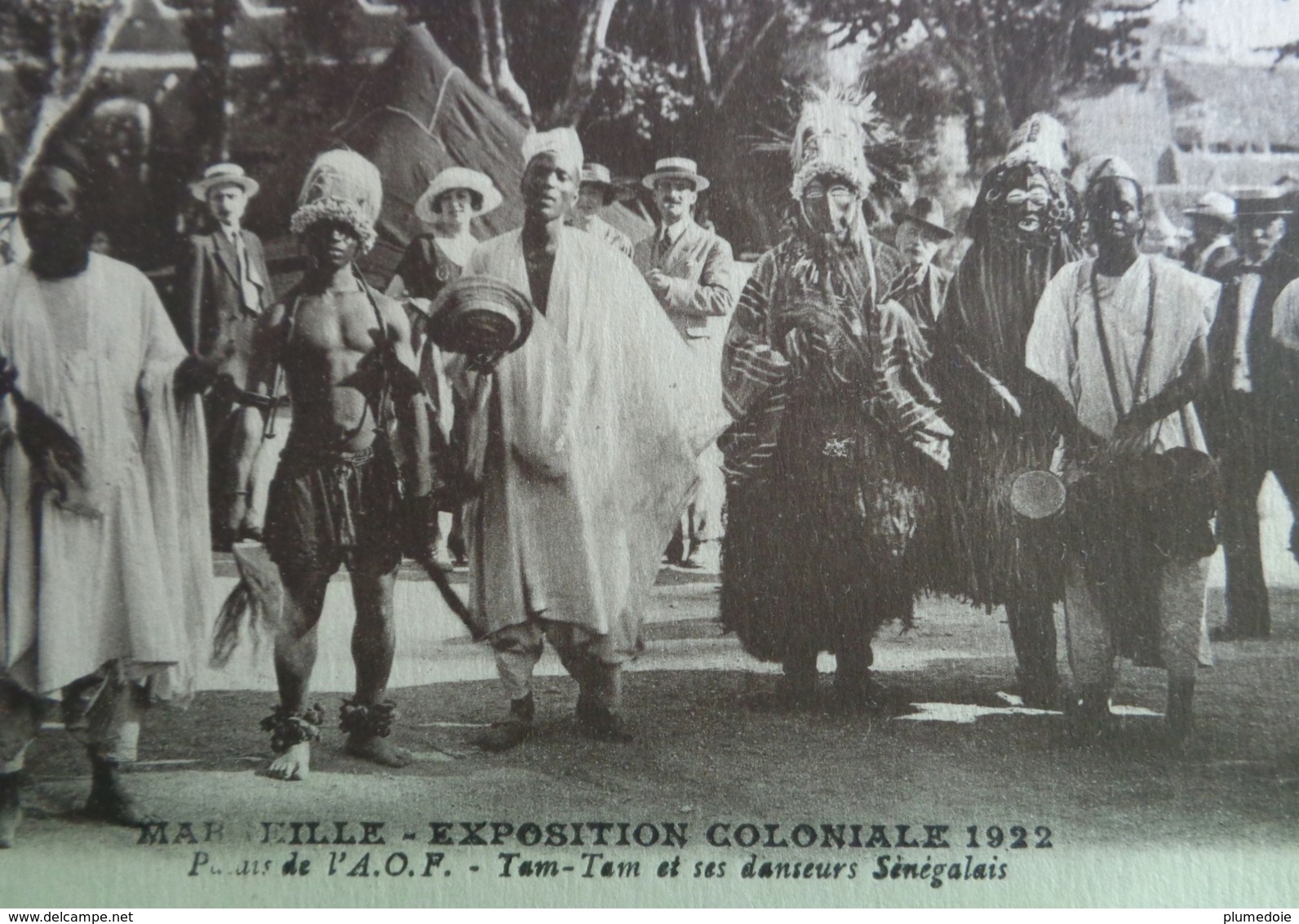 Cpa AFRIQUE - SENEGAL - Marseille Exposition Coloniale 1922 - Tam-Tam Et Danseurs Sénégalais - Africains Avec Masque - Afrika