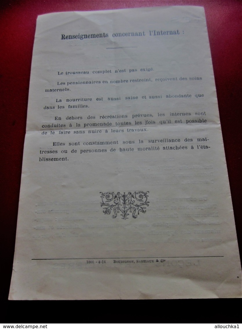 1917 BOULOGNE SUR MER 17 RUE DE SILLY INSTITUTION DE JEUNES FILLES-COURS POUR PETITS GARÇONS-COUR JARDIN RECRÉATIONS - Diplômes & Bulletins Scolaires