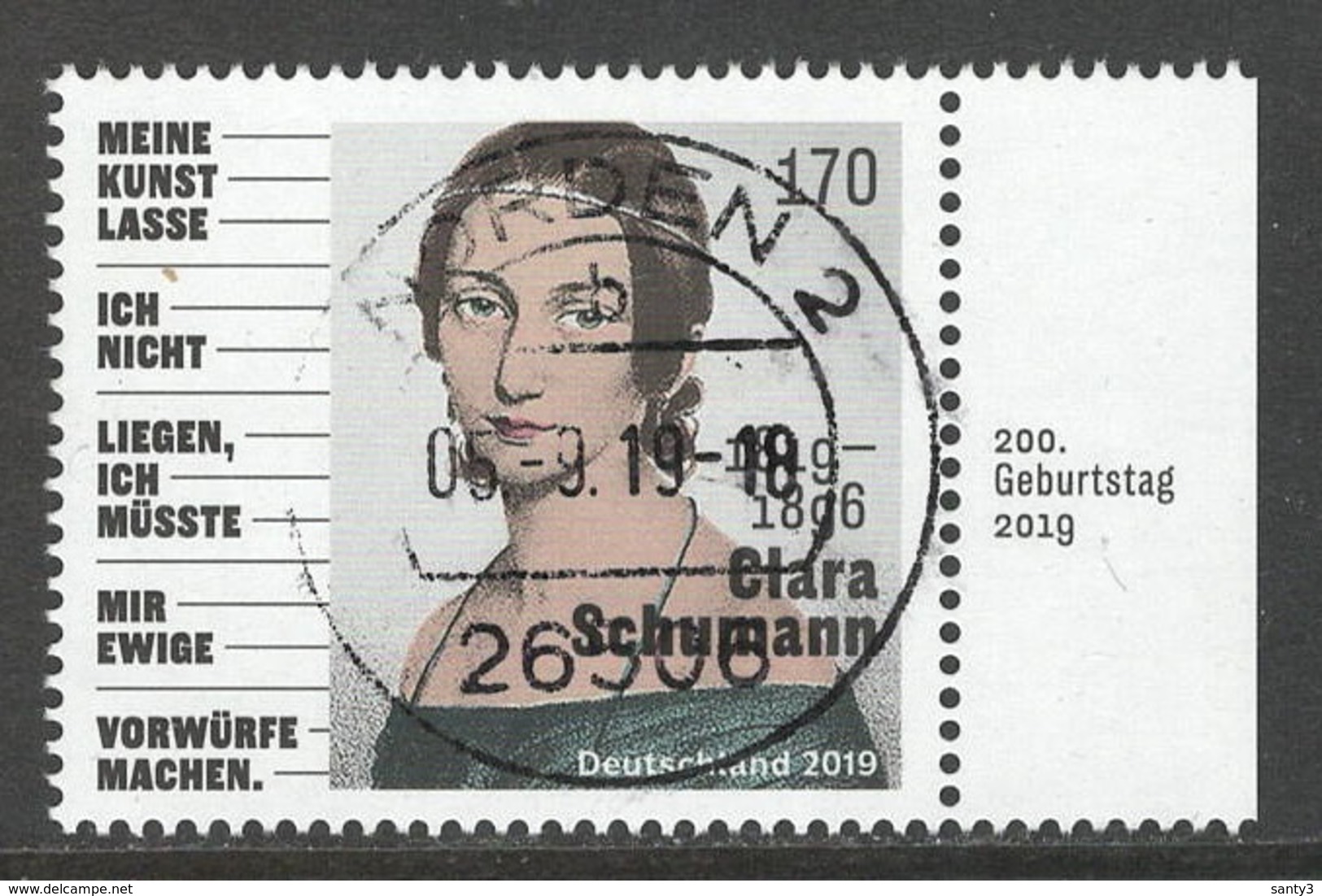 Duitsland, Mi 3493 Jaar 2019; Clara Schumann, Hoge Waarde,  Prachtig Gestempeld - Oblitérés
