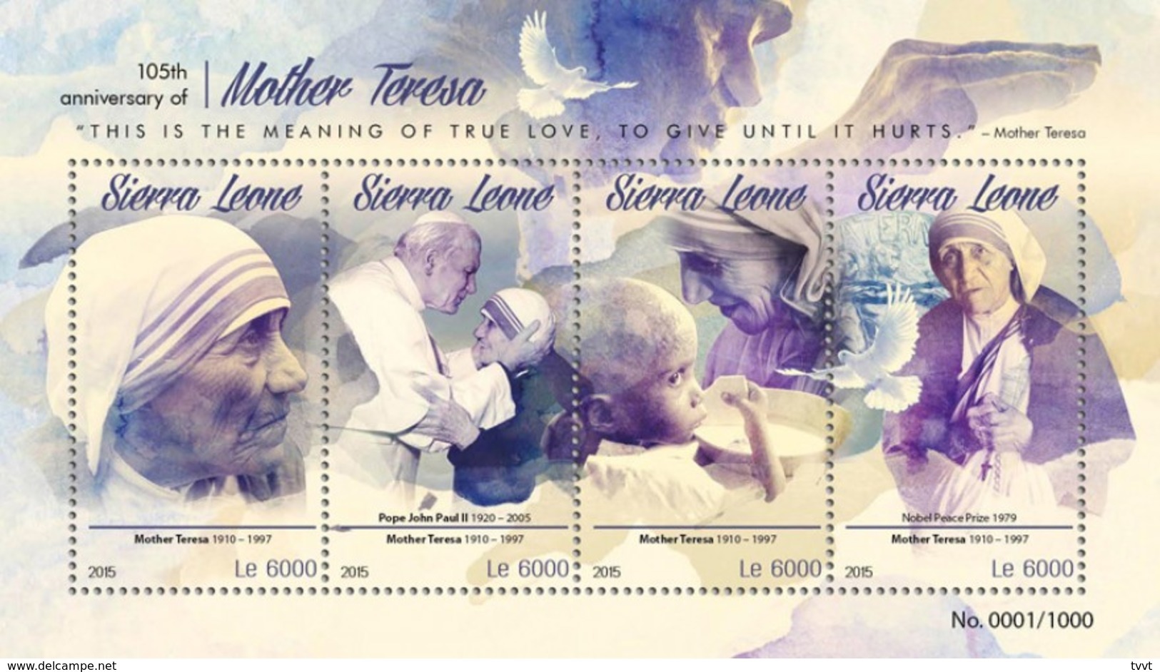 Sierra Leone 2015. [srl15608] Mother Teresa (s\s+bl) - Mère Teresa