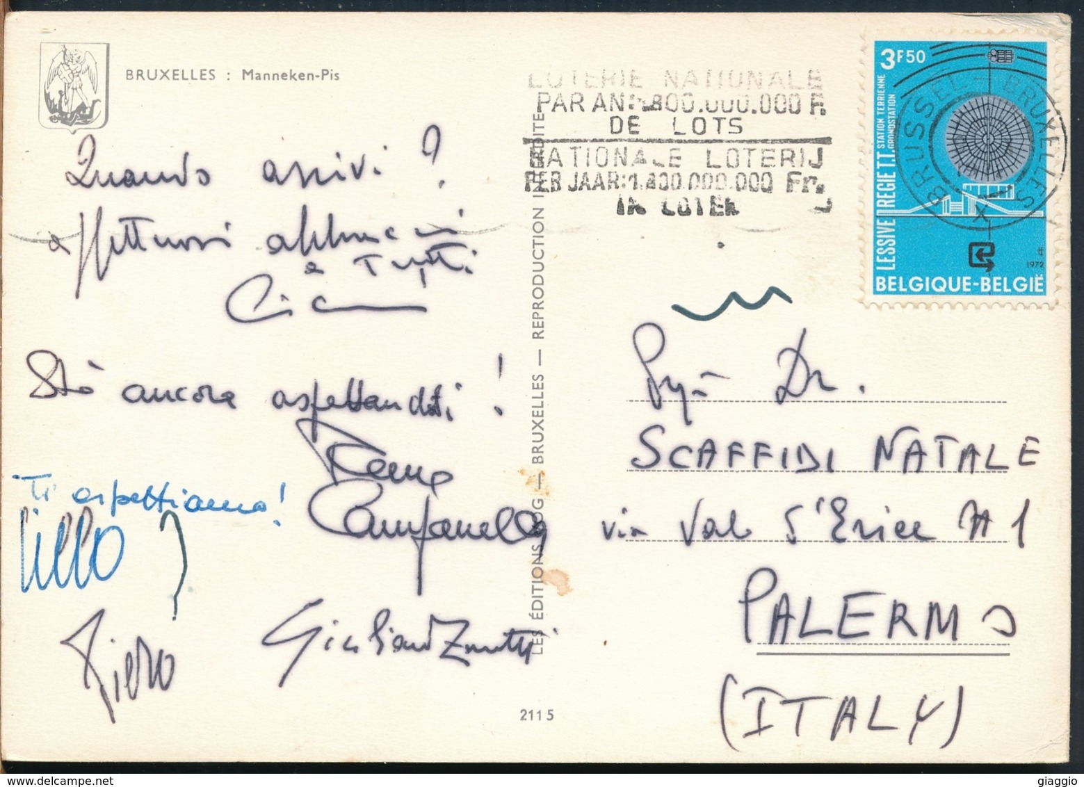 °°° 14552 - BELGIUM - BRUXELLES - MANNEKEN PIS - 1972 With Stamps °°° - Monumenti, Edifici