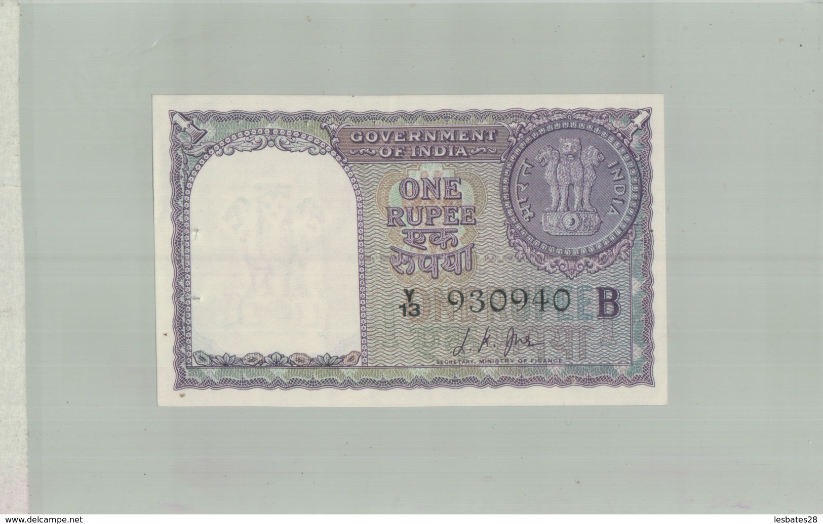 BILLET BANQUE  INDE  -COVERNMENT OF INDIA   1 RUPEE   1957 Sept 2019  Alb Bil - Inde