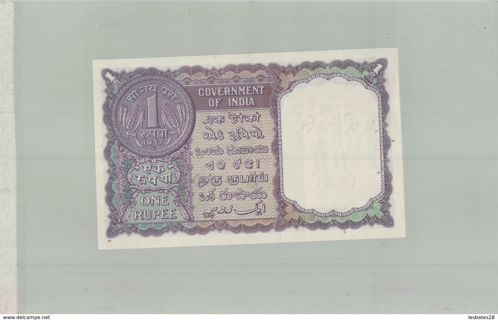 BILLET BANQUE  INDE  -COVERNMENT OF INDIA   1 RUPEE   1957 Sept 2019  Alb Bil - Inde