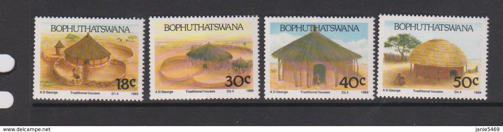 South Africa-Bophuthatswana SG 227-230 1989 Traditional Houses,Mint Never Hinged - Bofutatsuana