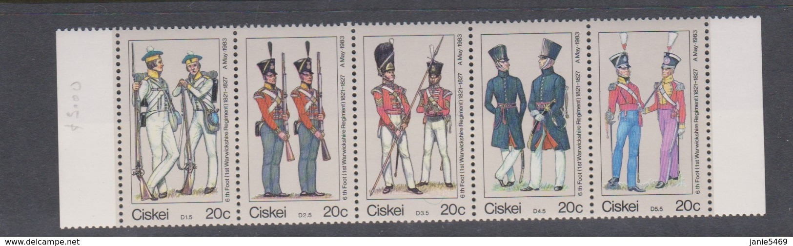 South Africa-Ciskei Scott 63a-e 1983 Military Uniforms,Mint Never Hinged - Ciskei