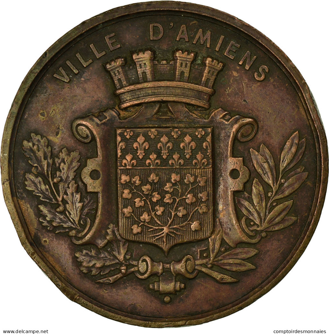 France, Médaille, Exposition Scolaire De La Somme, Ville D'Amiens, 1883, TTB - Otros & Sin Clasificación