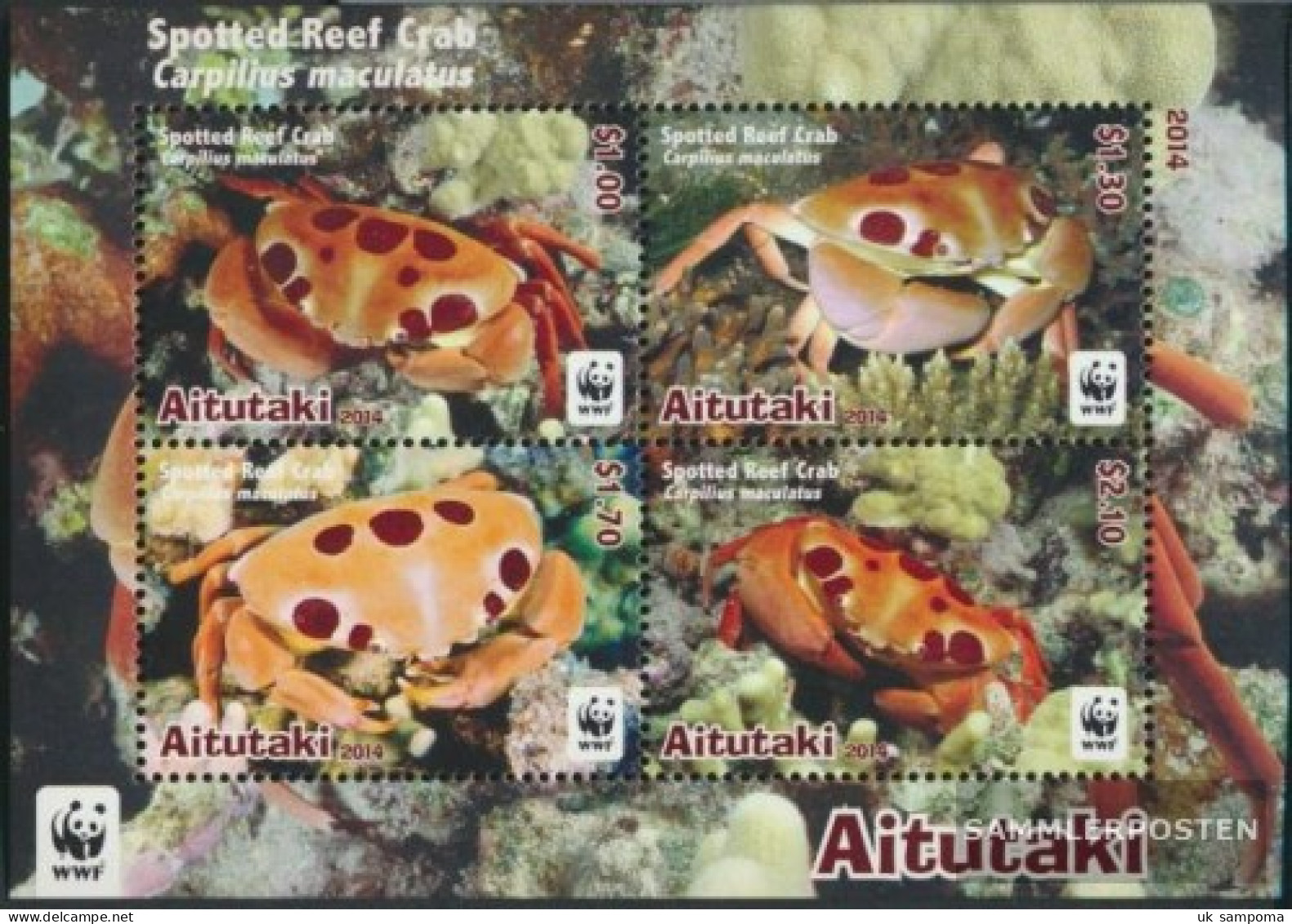 Aitutaki Block99 (complete Issue) Unmounted Mint / Never Hinged 2014 Dotted Riffkrabbe - Aitutaki