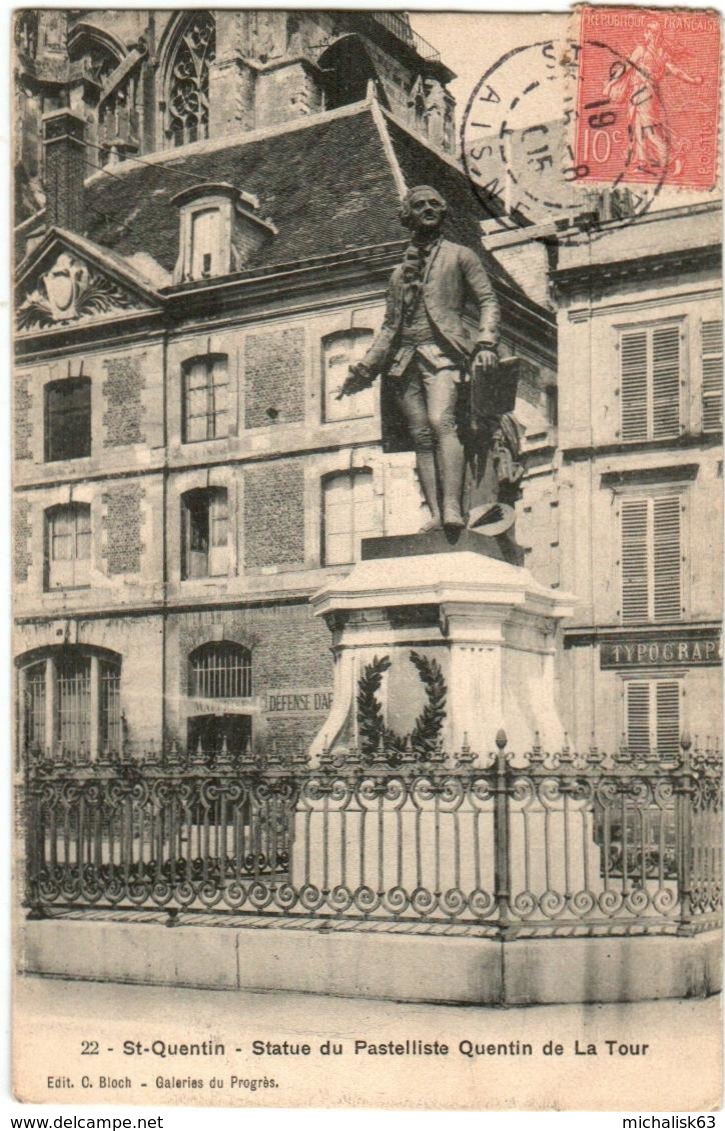 61lst 1830 CPA - SAINT QUENTIN - STATUE DU PASTELLISTE QUENTIN DE LA TOUR - Saint Quentin