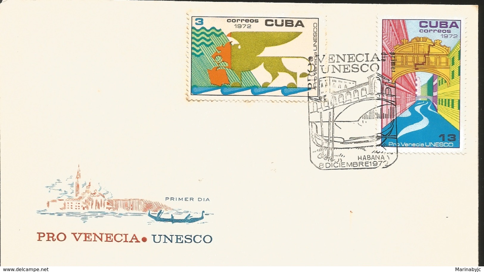 V) 1972 CARIBBEAN, PRO-VENICE-UNESCO, SAVE VENICE CAMPAIGN, BRIDGE OF SIGHS, LION OF ST. MARK,  WITH SLOGAN CANCELATION - Covers & Documents